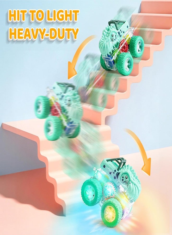 Beestech Light Up Dinosaur Toys for Toddlers 2-4, Monster Truck Toys for Kids 3-5, Push and Go Dinosaur Cars Toys for 2 3 4 5 6 Years Old Boys, Birthday for Boys Preschoolers - Image 3